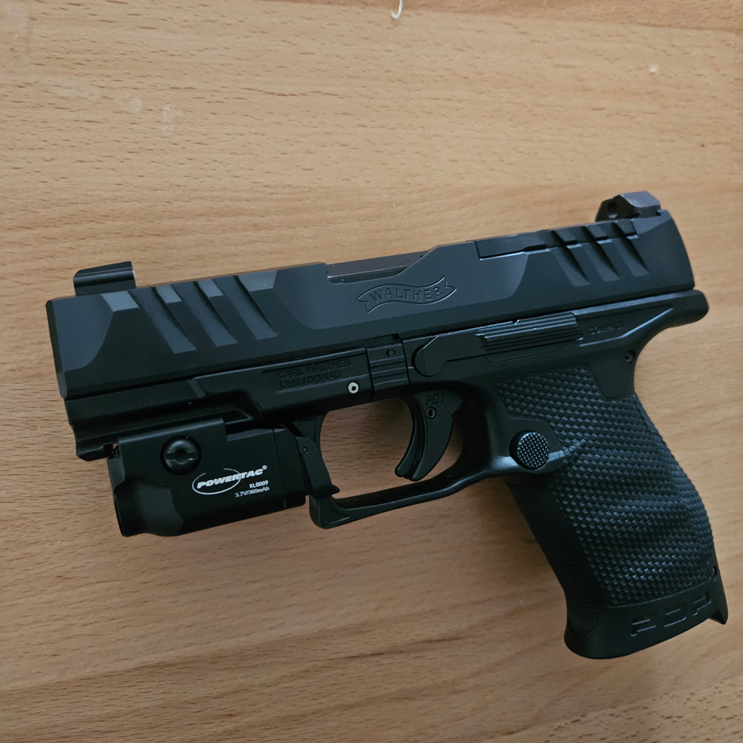 Mark Mini Pistol Light w/ NFA Tritium Night Sights Bundle w/ Chartreuse Inserts for Glock streamline and Walther PD380