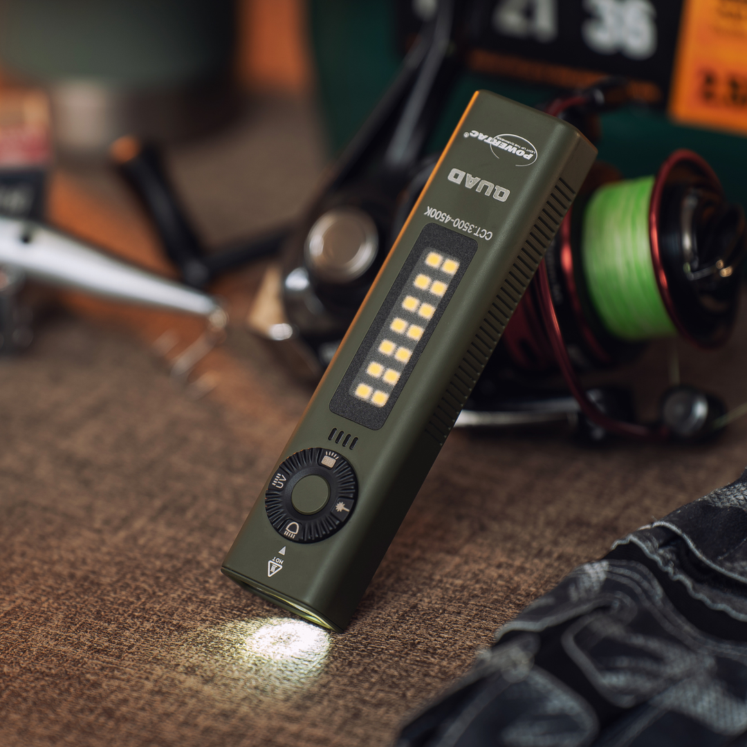 POWERTAC QUAD 2000 Lumen Flashlight | 4-in-1 Flat Design | USB-C Rechargeable | Green Laser + UV + Warm Side Light | Brightest Multi-Beam Tactical Light