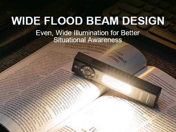 POWERTAC QUAD 2000 Lumen Flashlight | 4-in-1 Flat Design | USB-C Rechargeable | Green Laser + UV + Warm Side Light | Brightest Multi-Beam Tactical Light