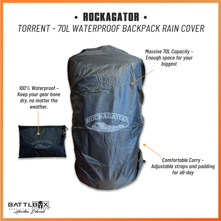 Rockagator TORRENT - 70 Liter Waterproof Backpack Rain Cover
