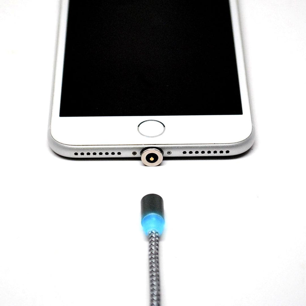Magnetic USB Charging Cable, 3 in 1 Nylon Cord, Compatible with Micro USB, Type C, and Apple Products - Powertac