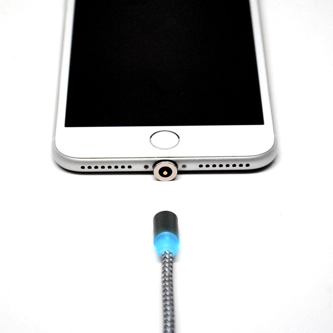 Magnetic USB Charging Cable, 3 in 1 Nylon Cord, Compatible with Micro USB, Type C, and Apple Products - Powertac