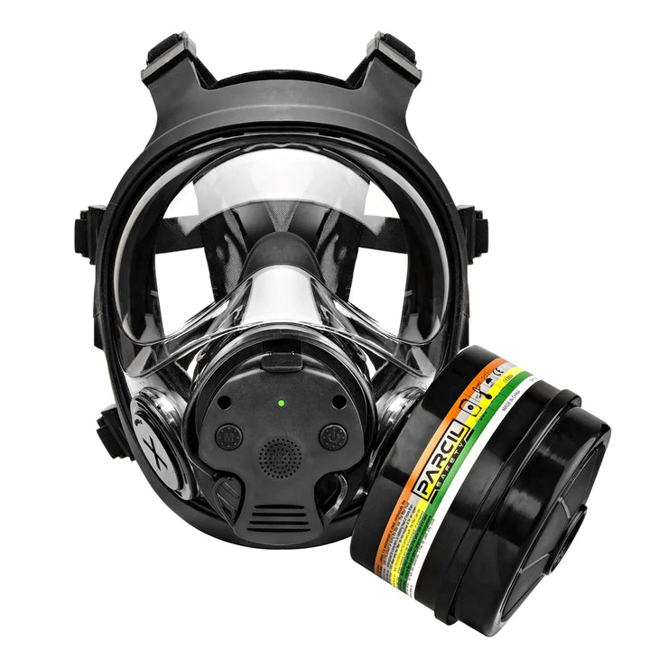Parcil Safety NB-100E Tactical Gas Mask with Electronic Voice Amplifier and Radio Transmitter/Receiver