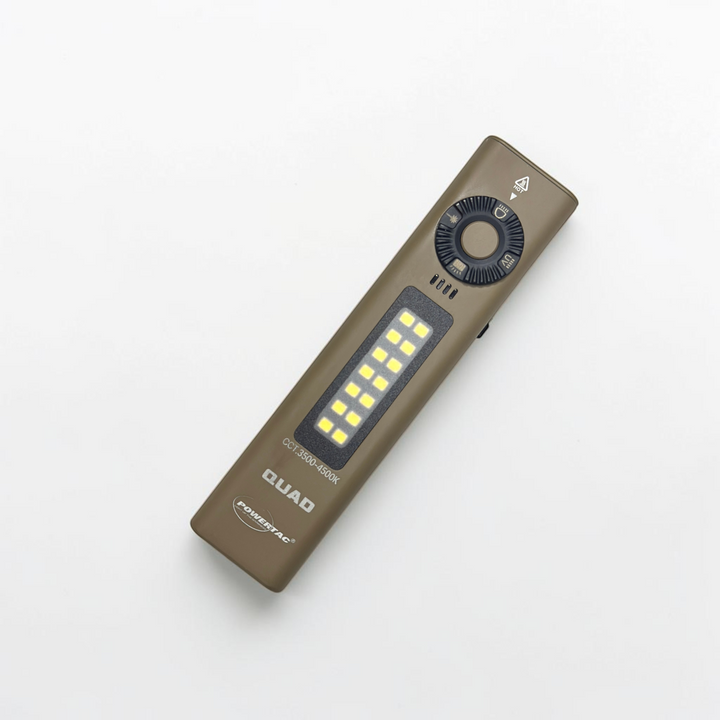 POWERTAC QUAD 2000 Lumen Flashlight | 4-in-1 Flat Design | USB-C Rechargeable | Green Laser + UV + Warm Side Light | Brightest Multi-Beam Tactical Light