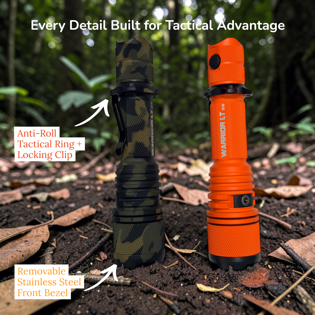 Warrior G5 LT Tactical Flashlight | Black, Camo & Hunter Orange